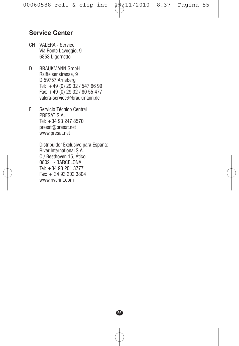 Service center | VALERA ROLL & CLIP User Manual | Page 53 / 53