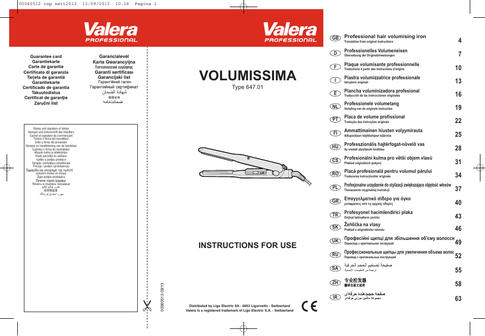 VALERA VOLUMISSIMA User Manual | 62 pages