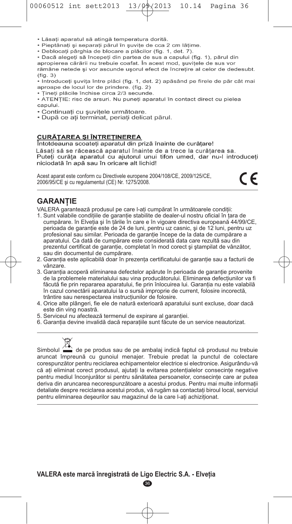 Garanţie | VALERA VOLUMISSIMA User Manual | Page 34 / 62