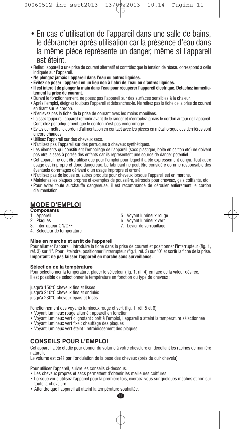 Mode d’emploi | VALERA VOLUMISSIMA User Manual | Page 9 / 62