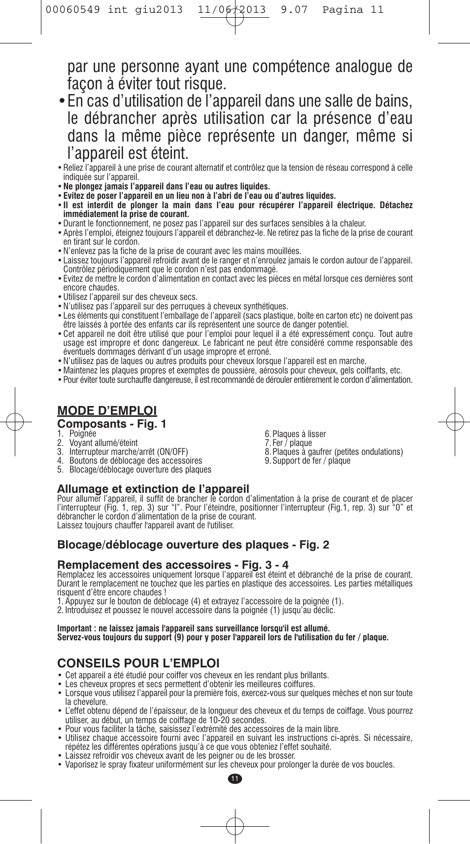 Mode d’emploi, Conseils pour l’emploi | VALERA X-STYLE User Manual | Page 9 / 66