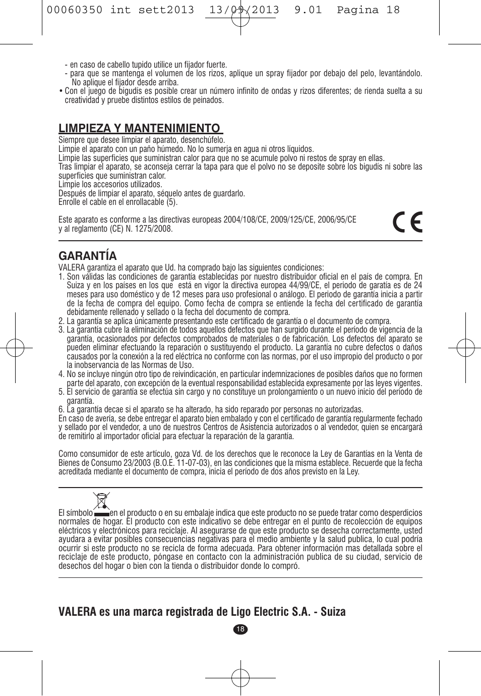 Limpieza y mantenimiento, Garantía | VALERA QUICK 24 User Manual | Page 16 / 62