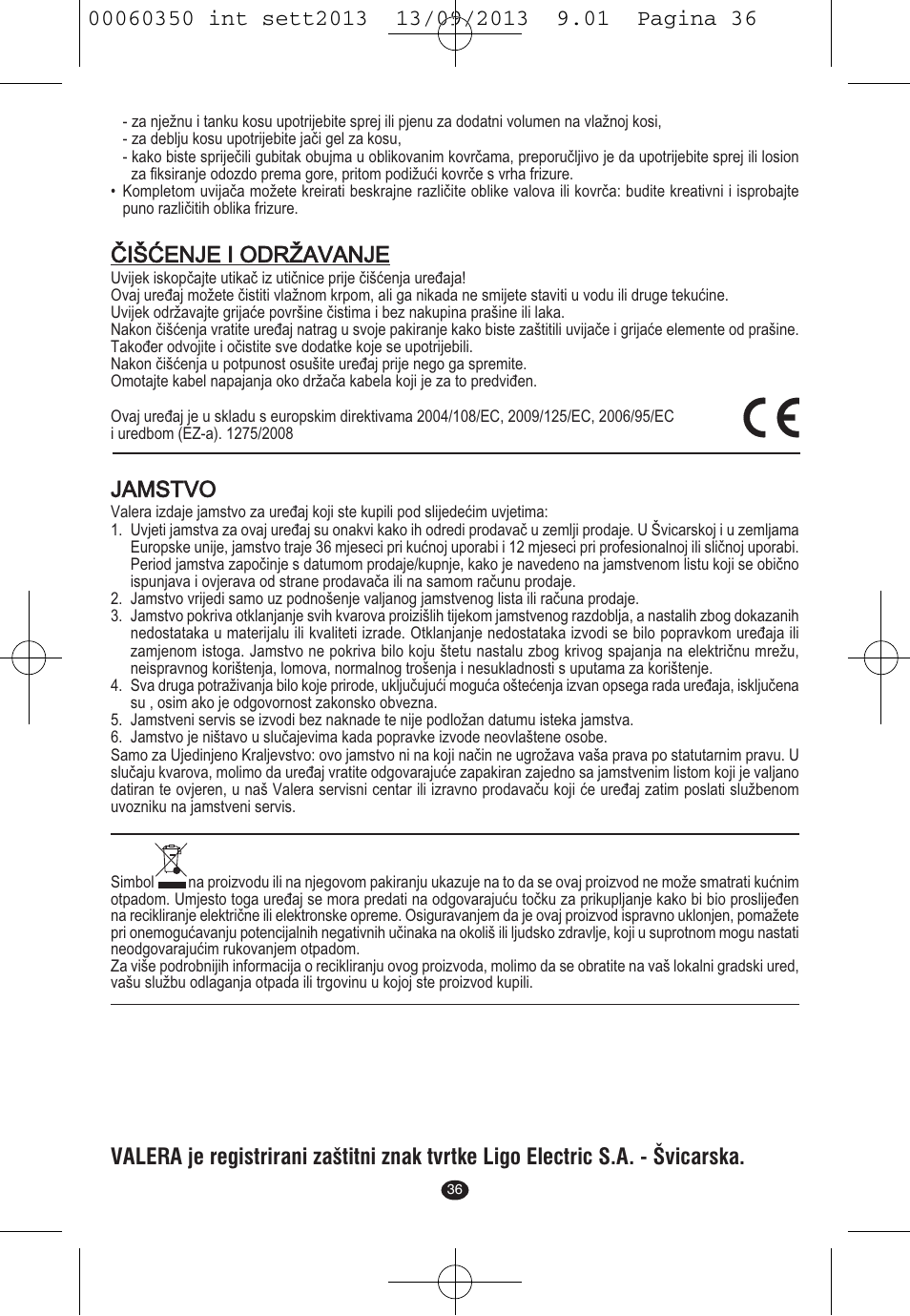 Čišćenje i održavanje, Jamstvo | VALERA QUICK 24 User Manual | Page 34 / 62