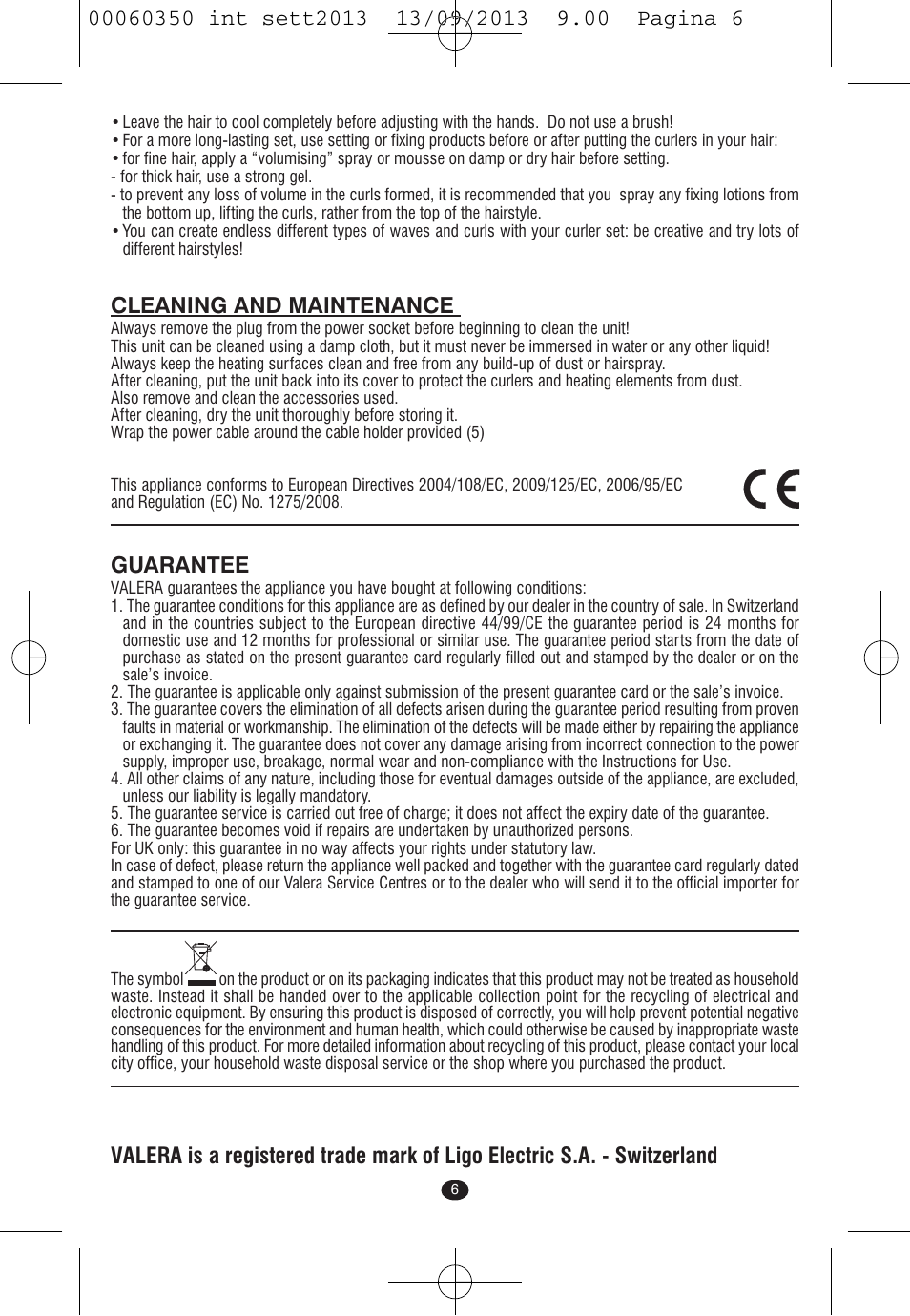 Cleaning and maintenance, Guarantee | VALERA QUICK 24 User Manual | Page 4 / 62