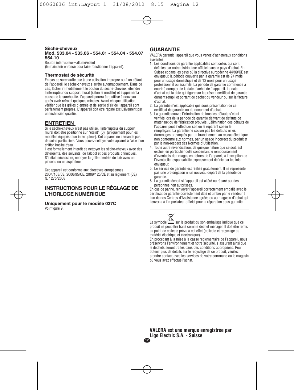 VALERA PREMIUM 1200 SHAVER User Manual | Page 10 / 42
