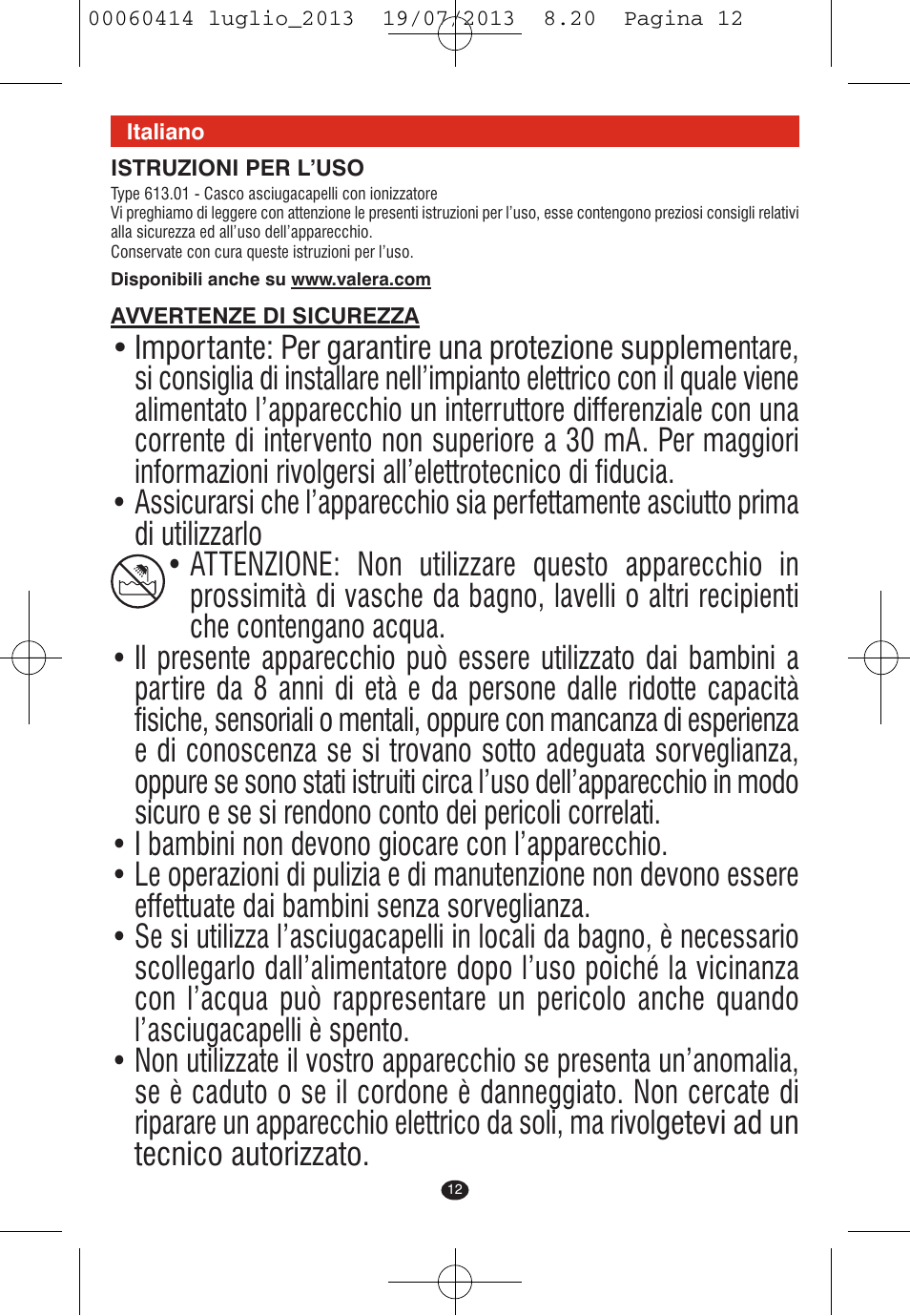 VALERA IONIC COMFORT User Manual | Page 12 / 60