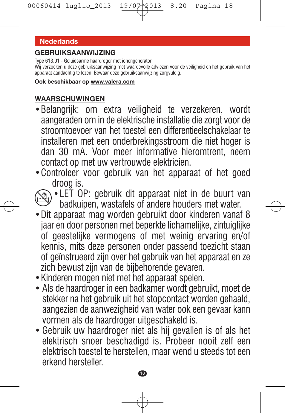 VALERA IONIC COMFORT User Manual | Page 18 / 60