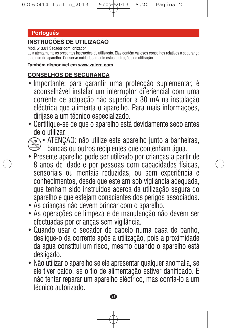 VALERA IONIC COMFORT User Manual | Page 21 / 60