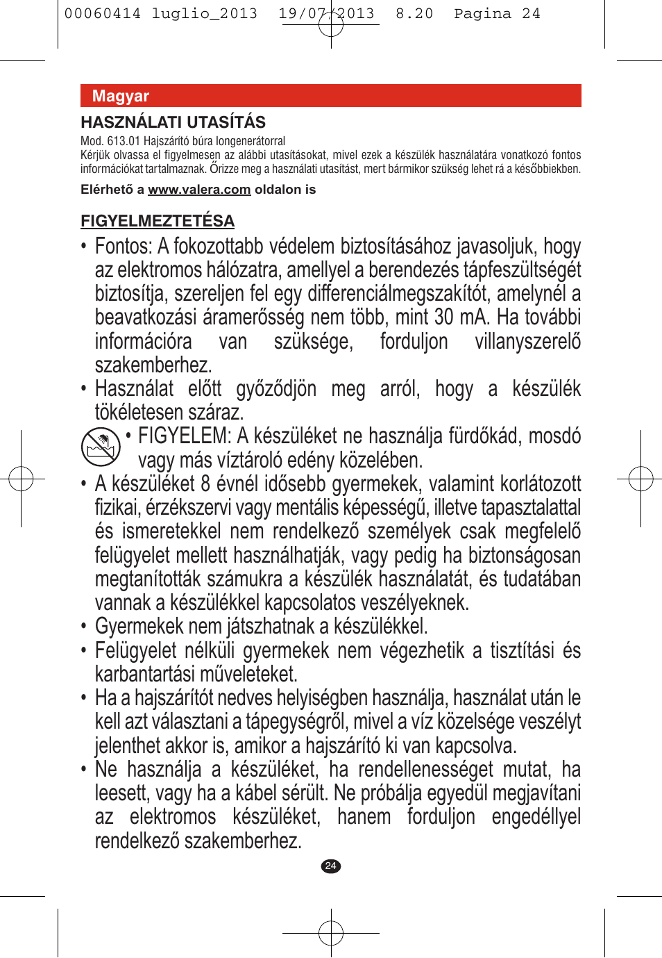 VALERA IONIC COMFORT User Manual | Page 24 / 60