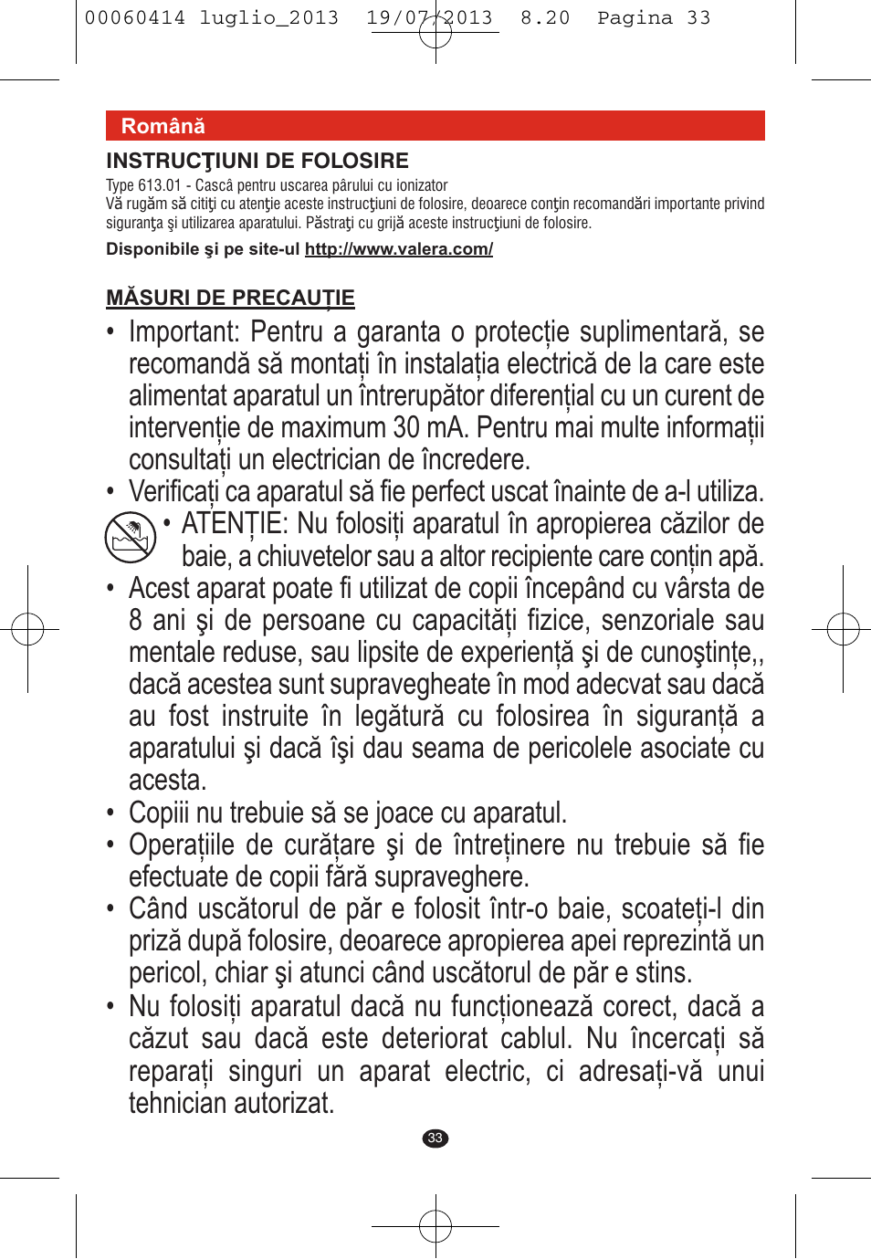 VALERA IONIC COMFORT User Manual | Page 33 / 60