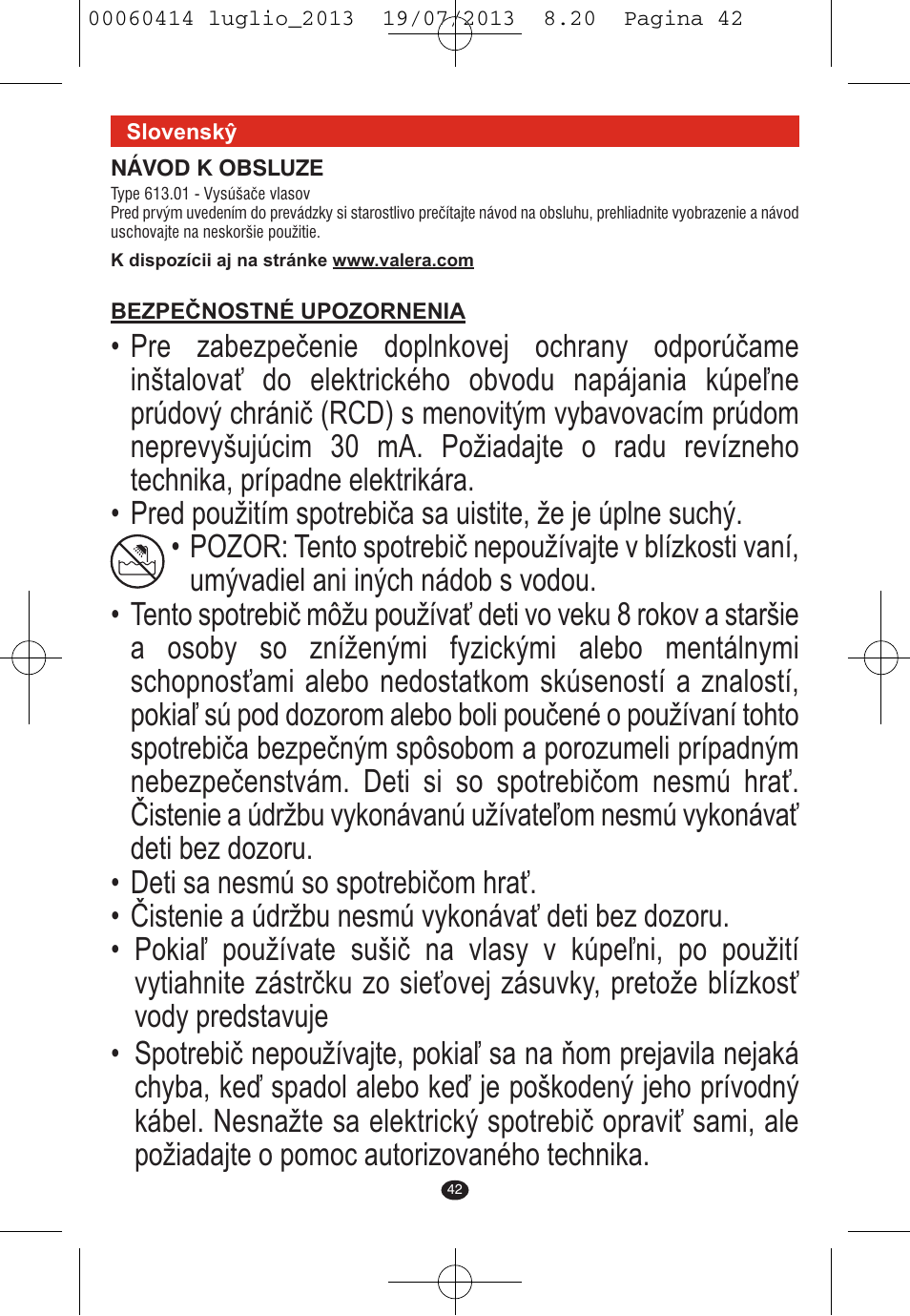 VALERA IONIC COMFORT User Manual | Page 42 / 60