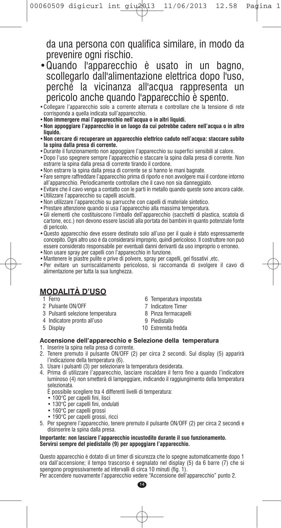Modalità d’uso | VALERA DIGICURL User Manual | Page 12 / 74