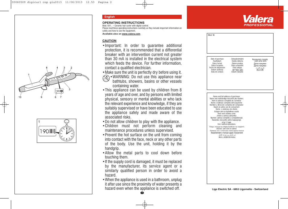 VALERA DIGICURL User Manual | Page 2 / 74