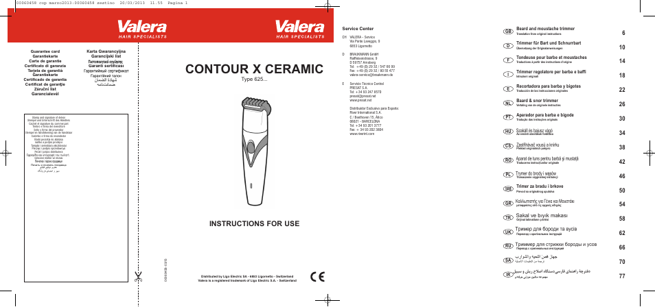 VALERA CONTOUR X CERAMIC User Manual | 74 pages