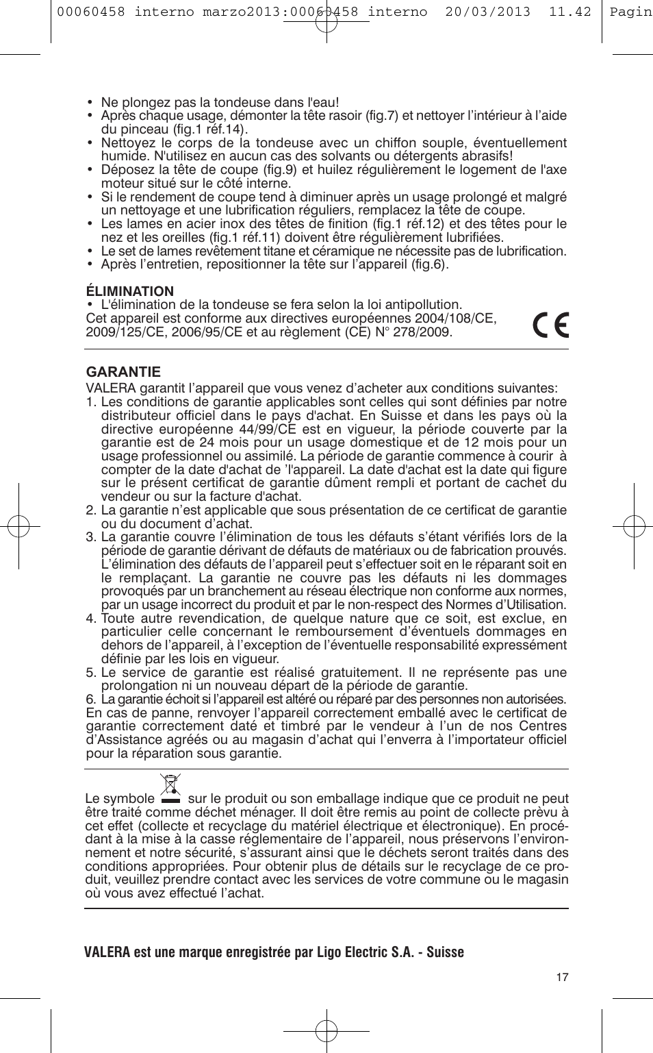 VALERA CONTOUR X CERAMIC User Manual | Page 13 / 74