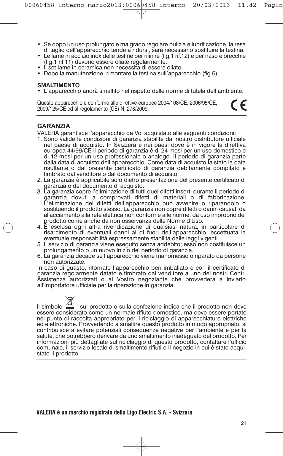 VALERA CONTOUR X CERAMIC User Manual | Page 17 / 74