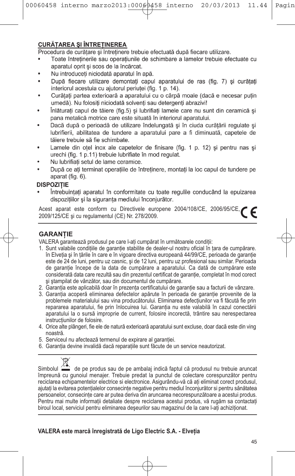 VALERA CONTOUR X CERAMIC User Manual | Page 41 / 74