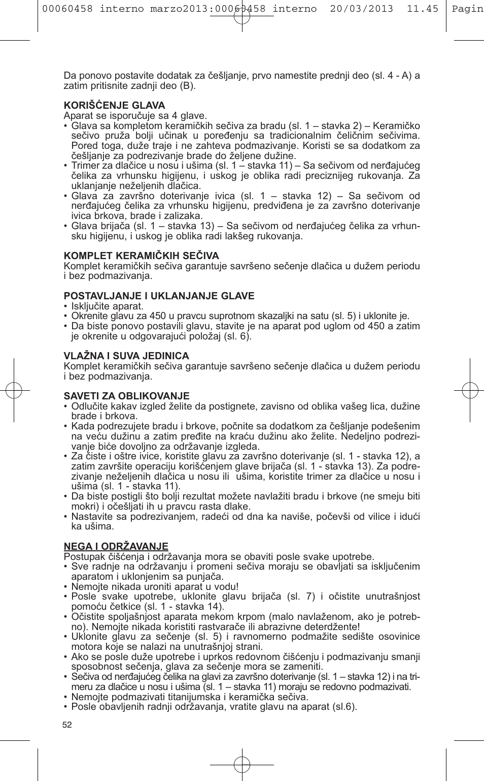 VALERA CONTOUR X CERAMIC User Manual | Page 48 / 74