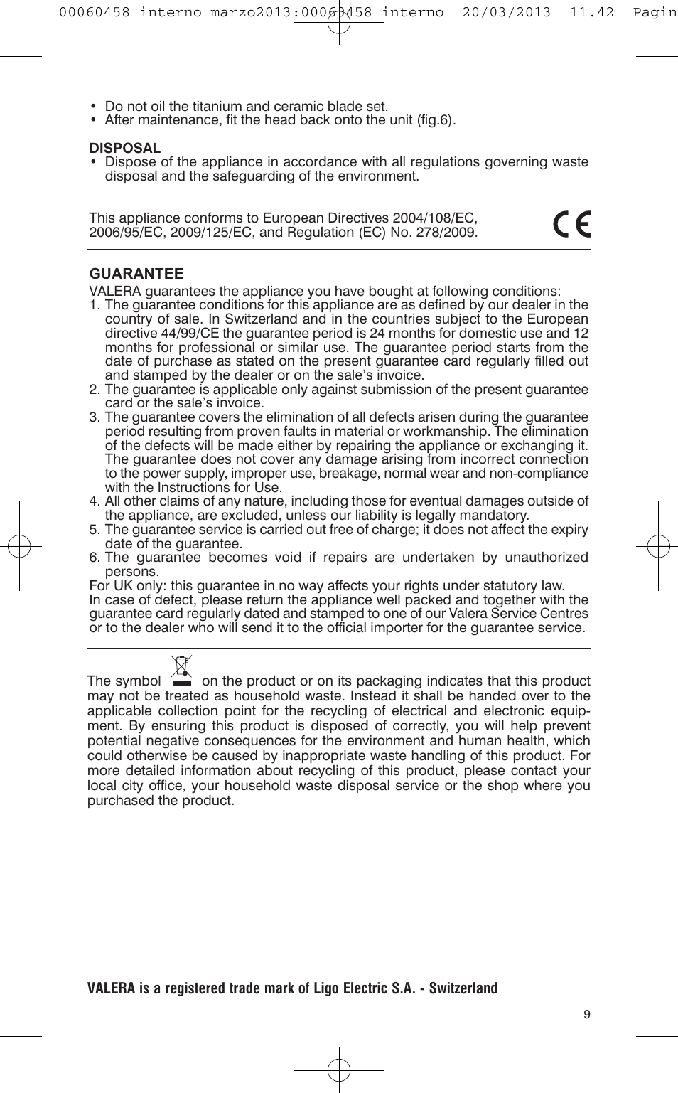 VALERA CONTOUR X CERAMIC User Manual | Page 5 / 74