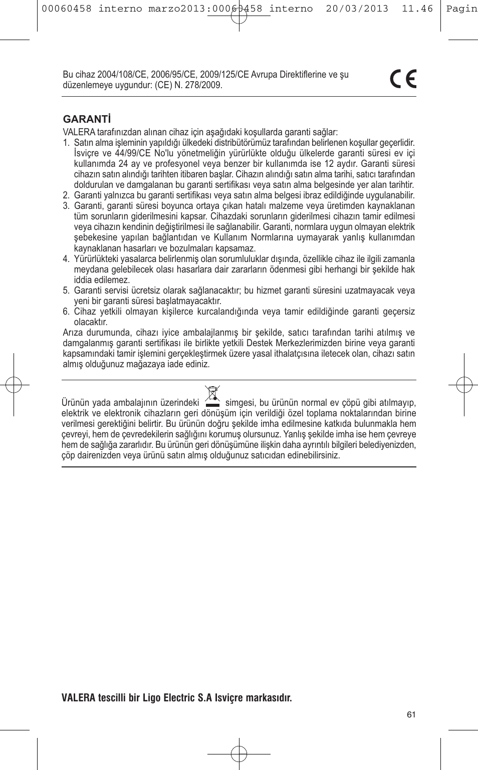 VALERA CONTOUR X CERAMIC User Manual | Page 57 / 74