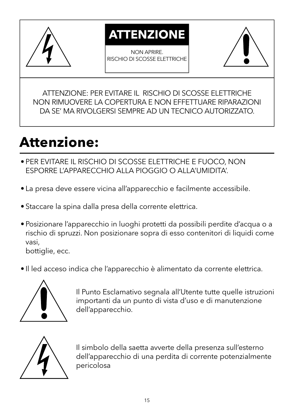 Attenzione | Verbatim 2.1 Multimedia Portable Speaker System User Manual | Page 16 / 48