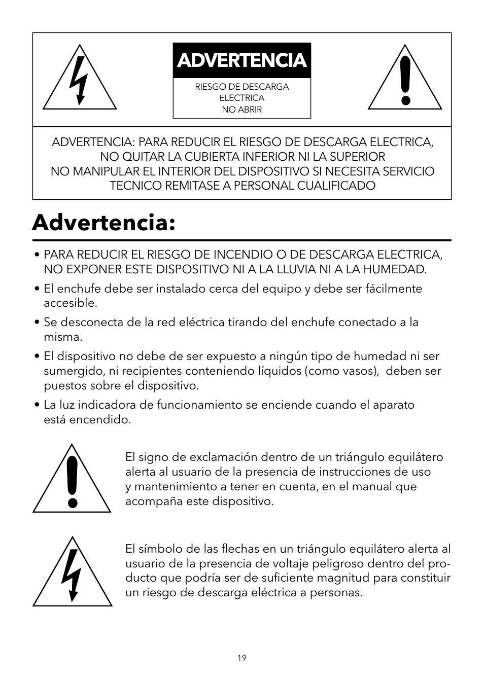 Advertencia | Verbatim 2.1 Multimedia Portable Speaker System User Manual | Page 20 / 48