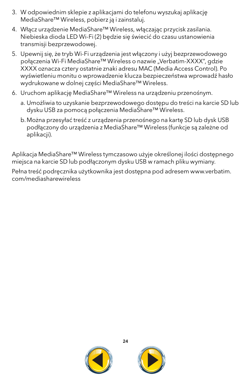 Verbatim MediaShare Wireless User Manual | Page 24 / 50