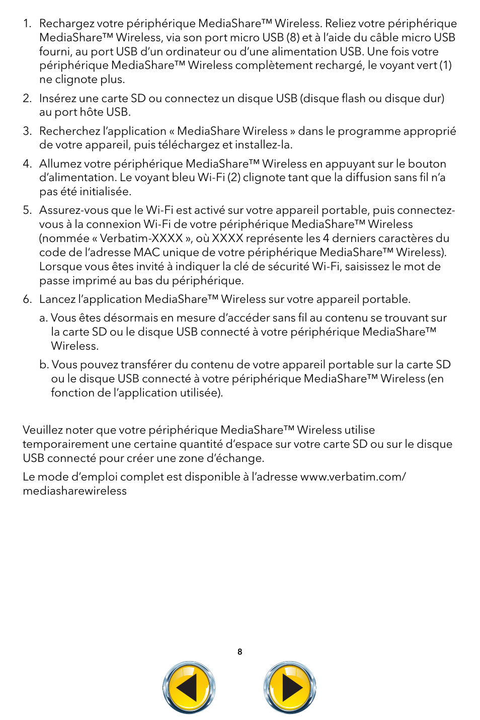 Verbatim MediaShare Wireless User Manual | Page 8 / 50