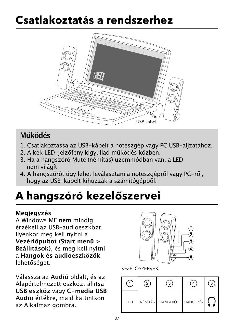 Működés | Verbatim USB Speaker System User Manual | Page 38 / 48