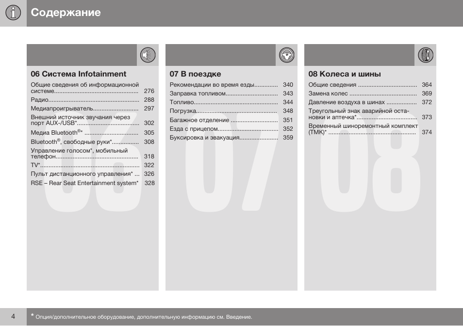 Volvo S80 MY14 руководство по эксплуатации User Manual | Page 6 / 478