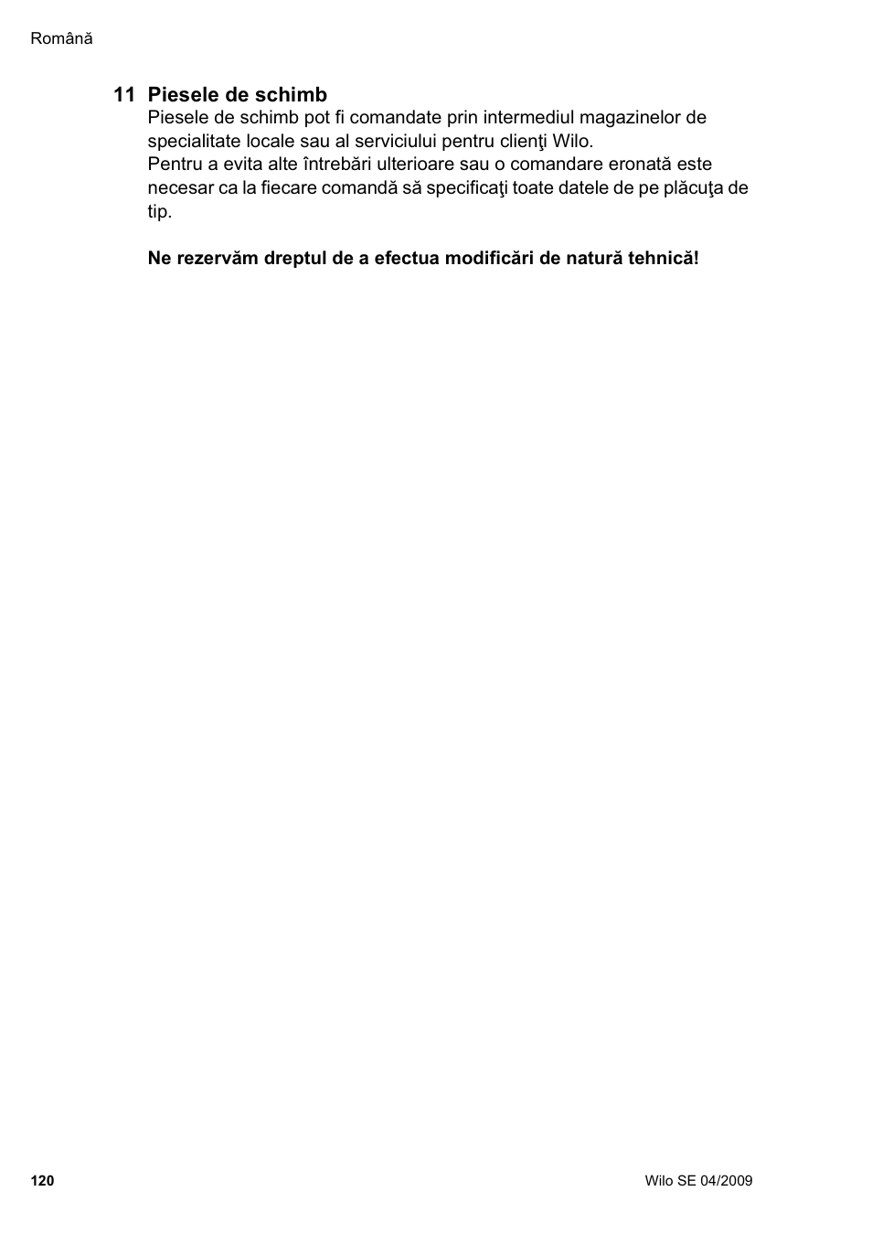 11 piesele de schimb | Wilo AlarmControl User Manual | Page 124 / 128