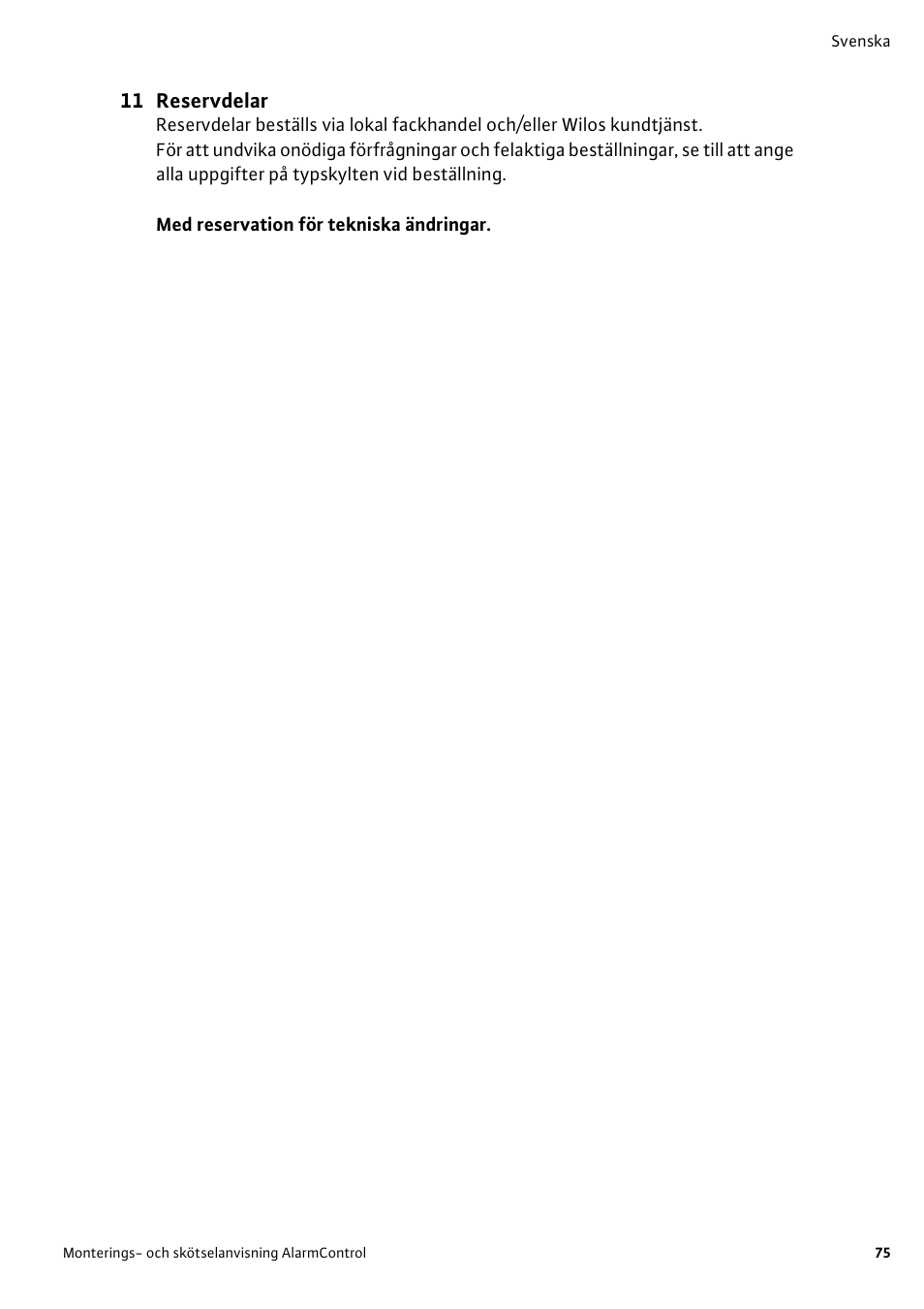 11 reservdelar | Wilo AlarmControl User Manual | Page 79 / 128