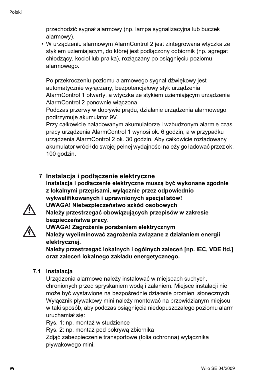 Wilo AlarmControl User Manual | Page 98 / 128