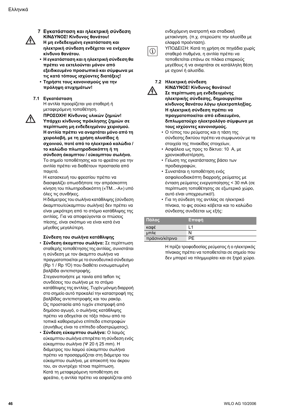 7 егкбфьуфбуз кбй злекфсйкч ужндеуз, 1 егкбфьуфбуз, 2 злекфсйкч ужндеуз | Wilo Drain TM 25_6 User Manual | Page 48 / 124