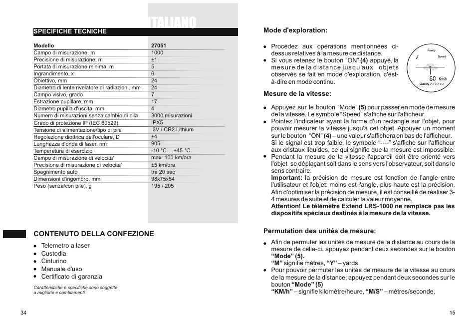 Italiano | Yukon EXTEND LRS-1000 User Manual | Page 17 / 26