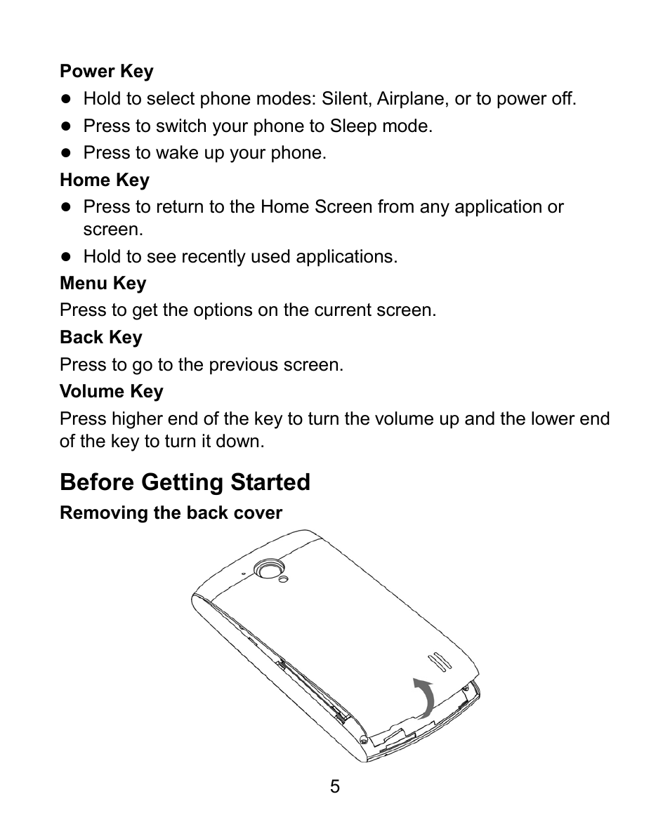 Before getting started | ZTE V881 User Manual | Page 7 / 58