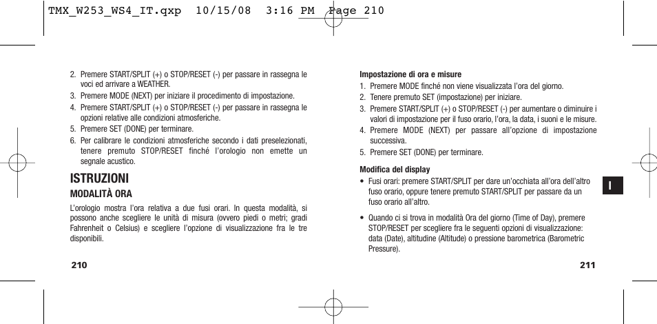Istruzioni | Timex T49761 User Manual | Page 108 / 179
