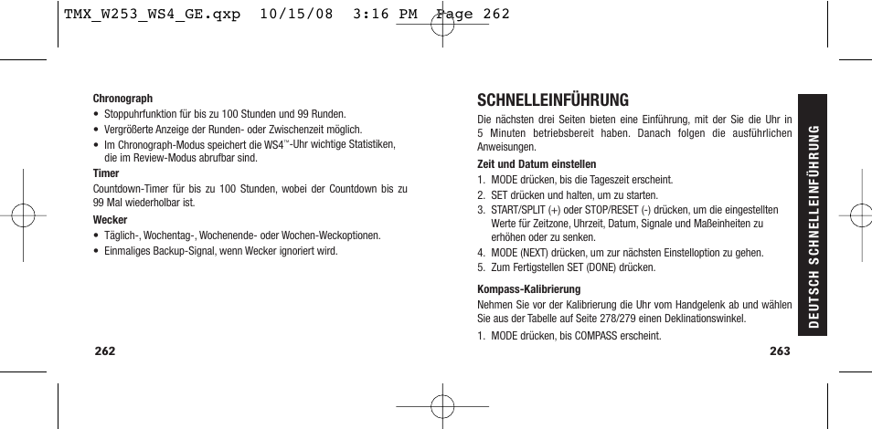 Schnelleinführung | Timex T49761 User Manual | Page 134 / 179