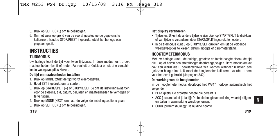 Instructies | Timex T49761 User Manual | Page 162 / 179
