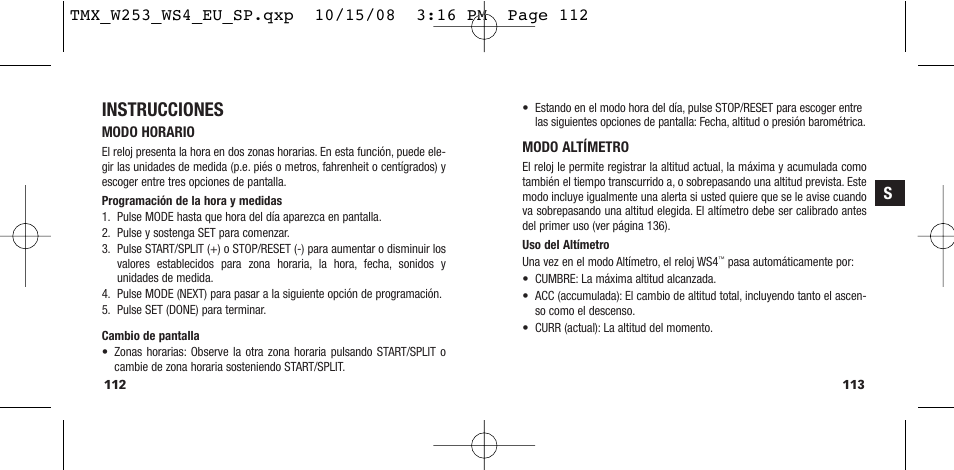 Instrucciones | Timex T49761 User Manual | Page 59 / 179