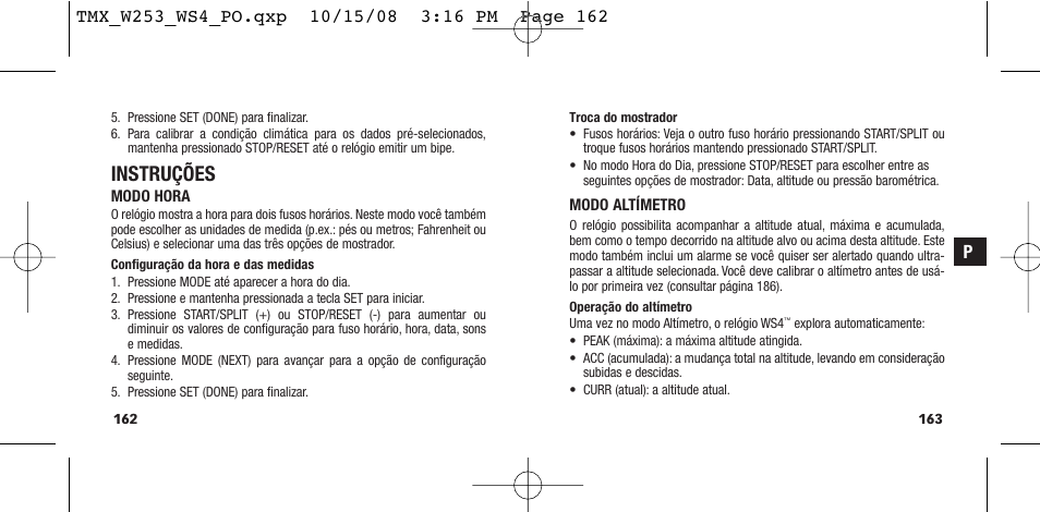 Instruções | Timex T49761 User Manual | Page 84 / 179