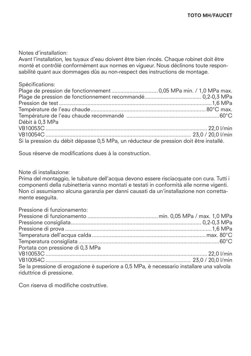 Toto VB10054C User Manual | Page 3 / 12