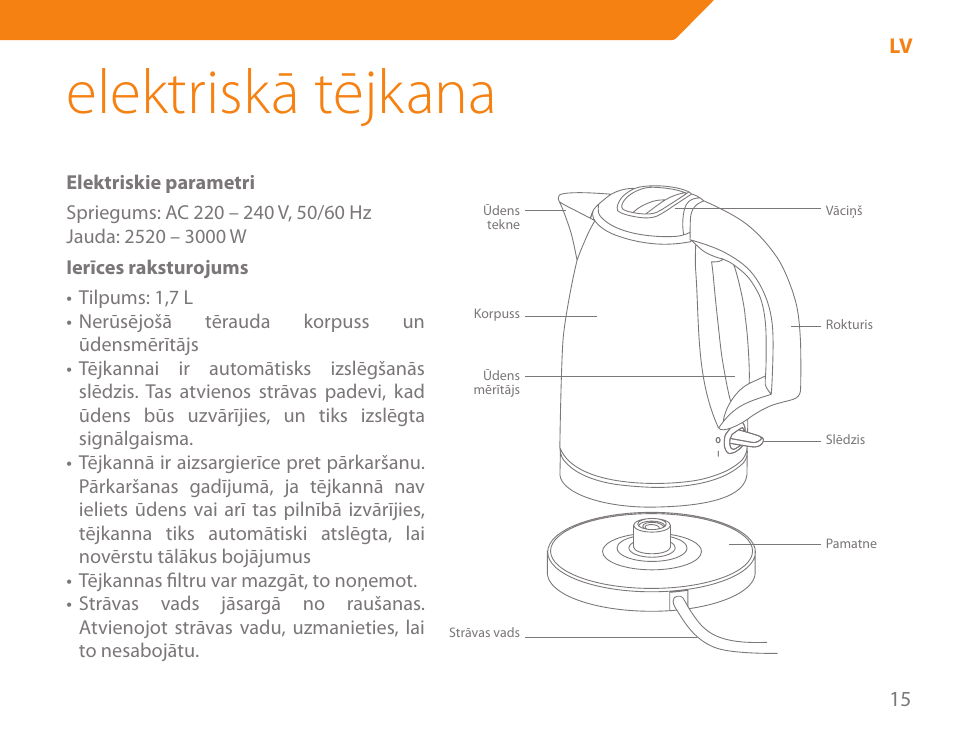 Elektriskā tējkana | Acme KA-200 User Manual | Page 15 / 78