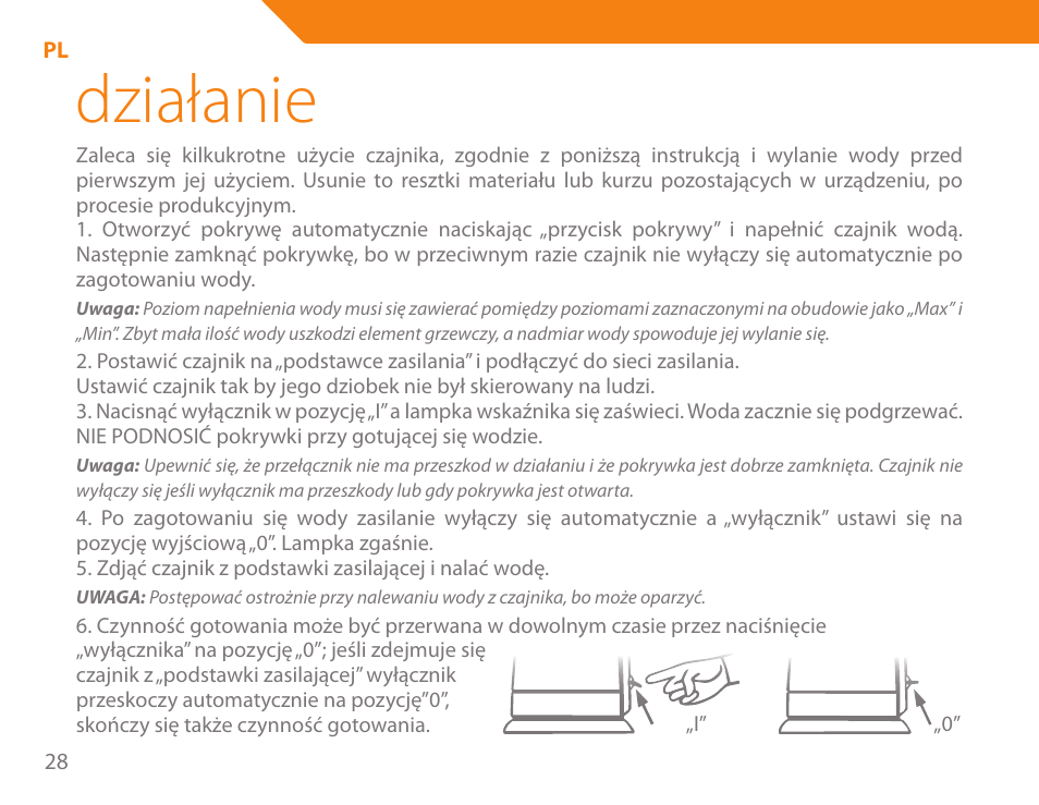 Działanie | Acme KA-200 User Manual | Page 28 / 78