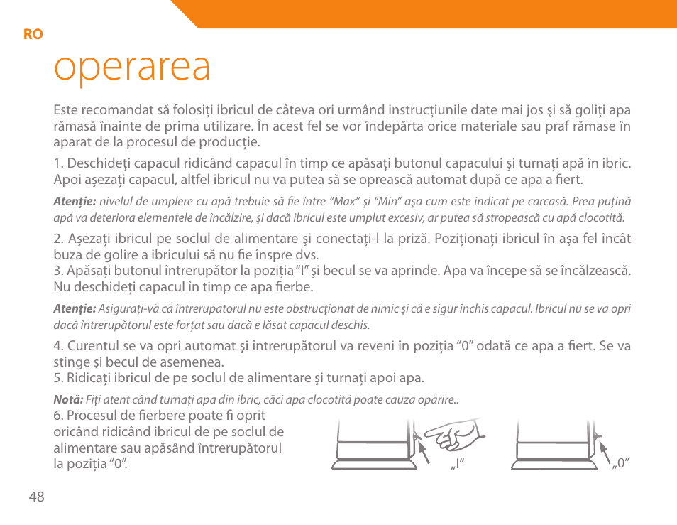 Operarea | Acme KA-200 User Manual | Page 48 / 78