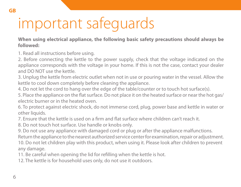 Important safeguards | Acme KA-200 User Manual | Page 6 / 78