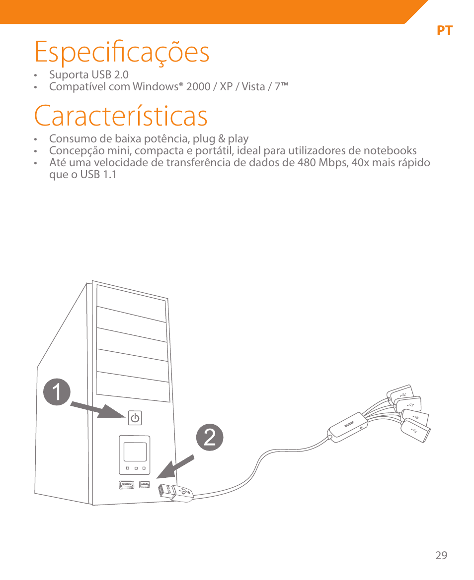 Especificações, Características | Acme HB410 User Manual | Page 29 / 44