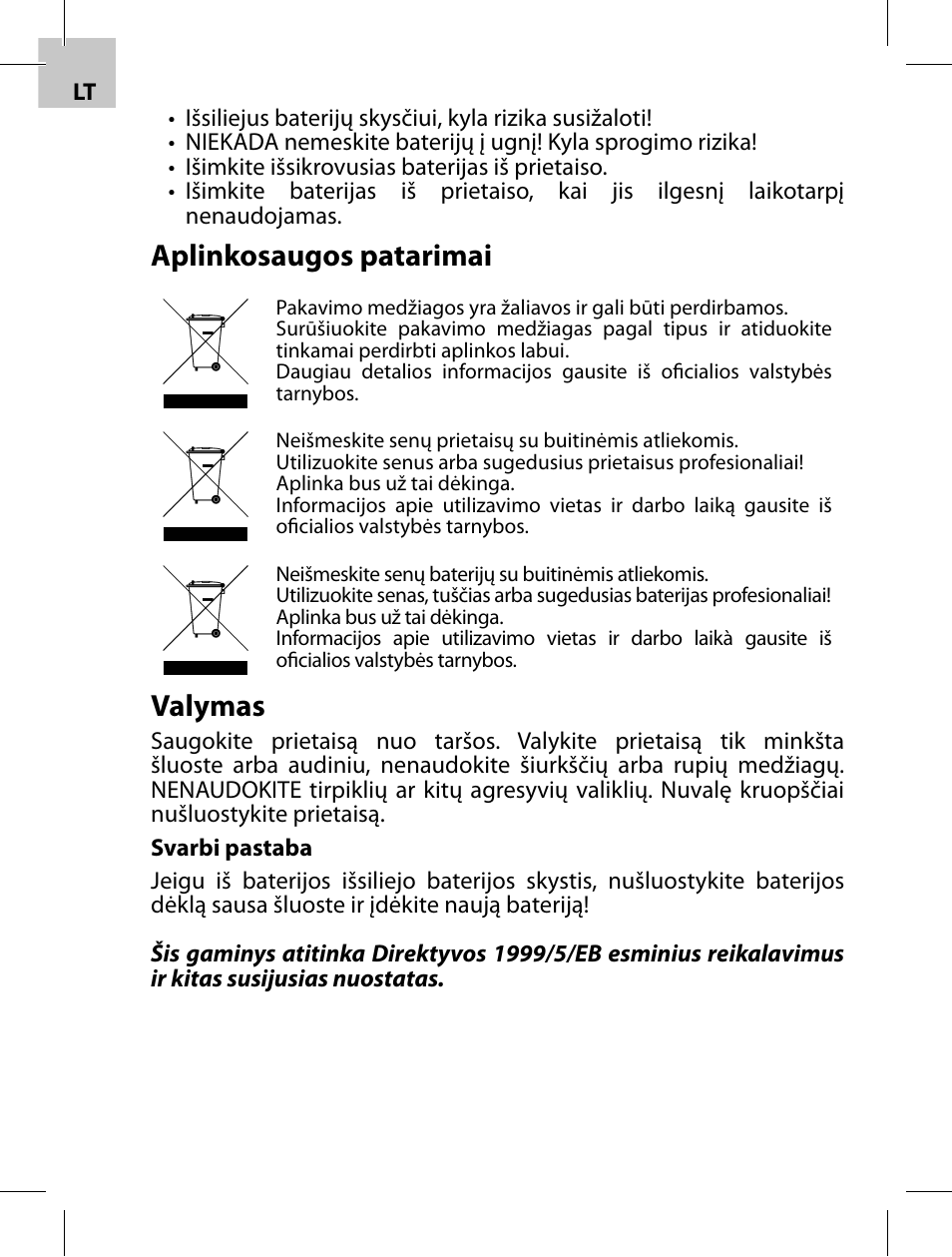 Aplinkosaugos patarimai, Valymas | Acme F100-01 User Manual | Page 10 / 72