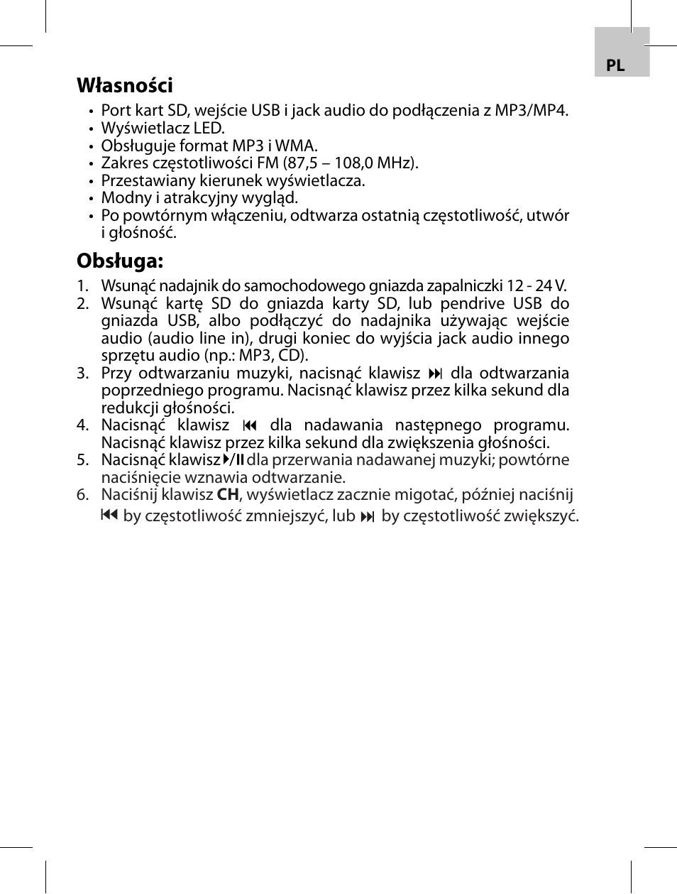 Własności, Obsługa | Acme F100-01 User Manual | Page 23 / 72