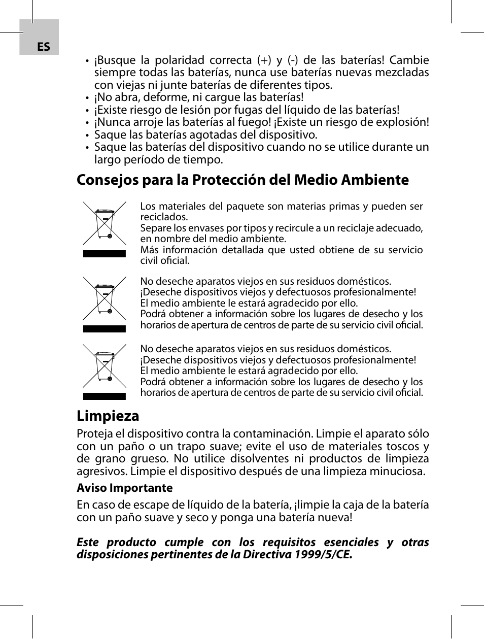 Consejos para la protección del medio ambiente, Limpieza | Acme F100-01 User Manual | Page 46 / 72